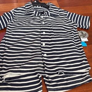 Navy and White Striped Two-Piece Set